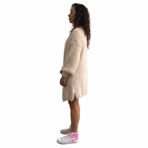 Beautiful Chaos Wool Blend Faux Fur Cardi - Blush