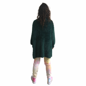 Beautiful Chaos Wool Blend Faux Fur Cardi - Emerald